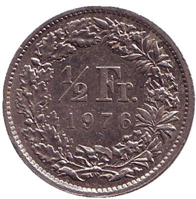 Монета 1/2 франка. 1976 год, Швейцария.