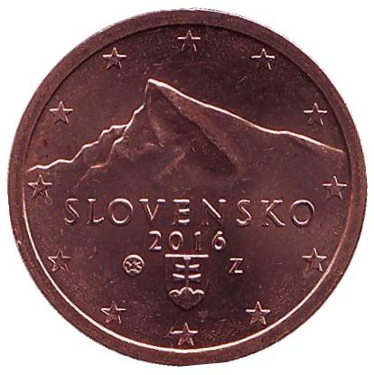 Монета 2 цента. 2016 год, Словакия.