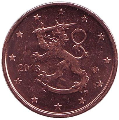 Монета 2 цента, 2013 год, Финляндия.