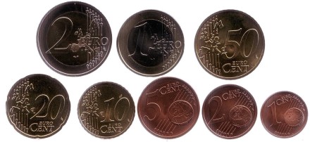 Набор монет евро Германии (8 шт). 2003 год. Монетный двор D. Набор монет евро Германии (8 шт). 2003 год. Монетный двор D.