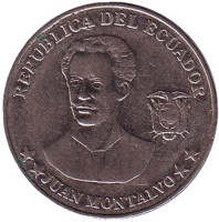 Хуан Монтальво. Монета 5 сентаво. 2000 год, Эквадор.