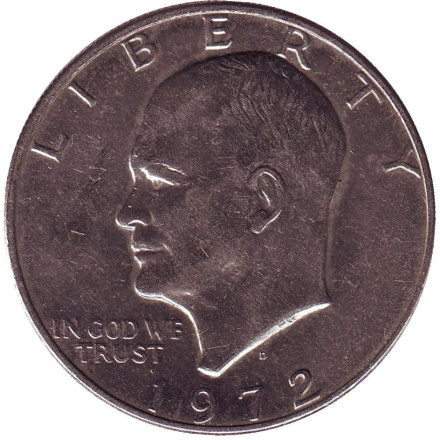 Монета 1 доллар, 1972 год, США. (D) Дуайт Эйзенхауэр.
