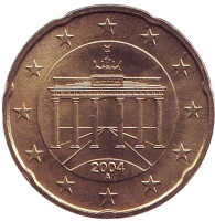 Монета 20 центов. 2004 год (A), Германия.