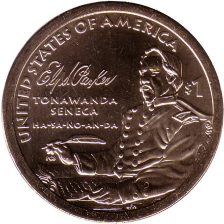 Монета 1 доллар. 2022 год (P), США. Сакагавея. Эли Сэмюэл Паркер.