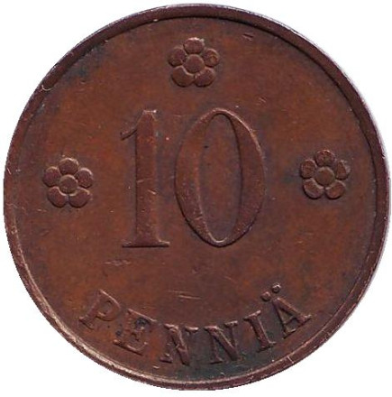 Монета 10 пенни. 1940 год, Финляндия.