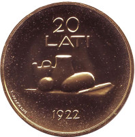 Латвийская монета. Монета 20 латов. 2008 год, Латвия.