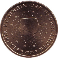 Монета 50 евроцентов. 2001 год, Нидерланды.