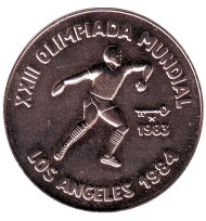 Монета 1 песо. 1983 год, Куба. Олимпиада в Лос-Анджелесе. Метание диска. Монета 1 песо. 1983 год, Куба. Олимпиада в Лос-Анджелесе. Метание диска.