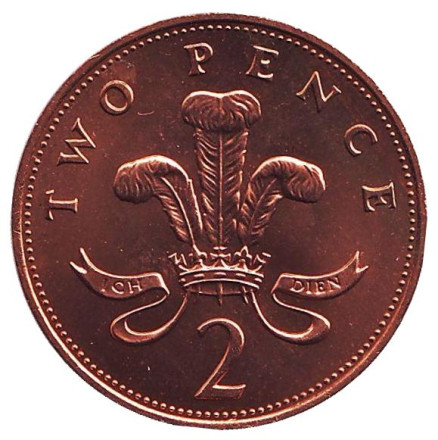 Монета 2 пенса. 1984 год, Великобритания. BU.