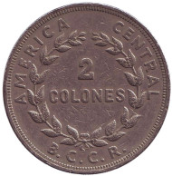 Монета 2 колона. 1972 год, Коста-Рика. Монета 2 колона. 1972 год, Коста-Рика.