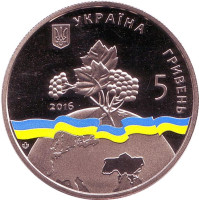 Украина - непостоянный член Совета Безопасности ООН в 2016–2017 гг. Монета 5 гривен. 2016 год, Украина.