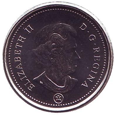 Монета 10 центов. 2012 год, Канада. Парусник. Монета 10 центов. 2012 год, Канада. Парусник.