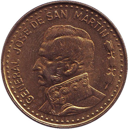 Монета 100 песо, 1981 год, Аргентина. aUNC. Генерал Хосе де Сан-Мартин.