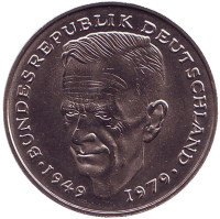 Курт Шумахер. Монета 2 марки. 1979 год (F), ФРГ. UNC.
