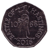 950 лет Битве при Гастингсе. Монета 50 пенсов. 2016 год, Великобритания.