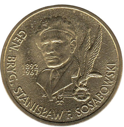 Монета 2 злотых, 2004 год, Польша. Бригадный генерал Станислав Сосабовский.