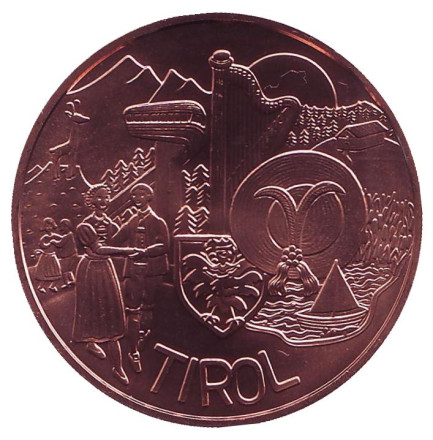 Монета 10 евро. 2014 год, Австрия. Тироль. Земли Австрии.