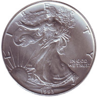 Шагающая свобода. Монета 1 доллар, 1993 год, США.