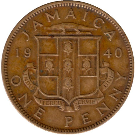 Монета 1 пенни. 1940 год, Ямайка.