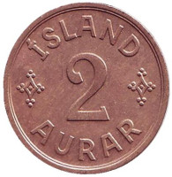 Монета 2 аурара. 1940 год, Исландия.