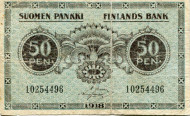 Бона 50 пенни. 1918 год, Финляндия.  Бона 50 пенни. 1918 год, Финляндия.