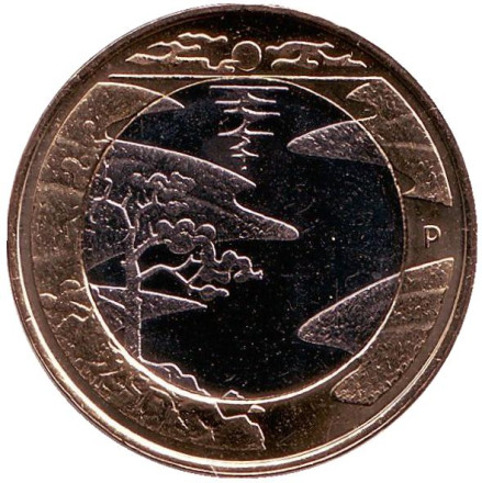 Монета 5 евро. 2013 год, Финляндия. Северная природа. Лето.