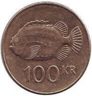 Монета 100 крон. 2004 год, Исландия. Пинагор. Монета 100 крон. 2004 год, Исландия. Пинагор.