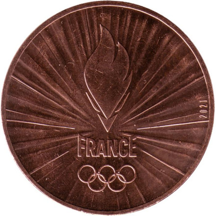 Монета 1/4 евро. 2021 год, Франция. Сборная Франции. Эмблема.