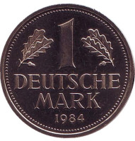 Монета 1 марка. 1984 год (J), ФРГ.