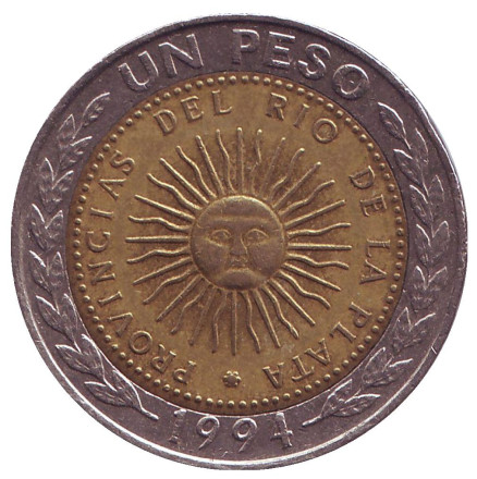 Монета 1 песо. 1994 год, Аргентина. Из обращения.