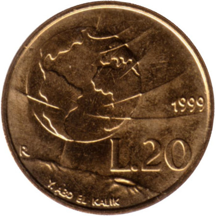 Монета 20 лир. 1999 год, Сан-Марино. Земля сегодня.