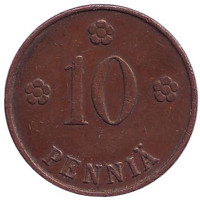 Монета 10 пенни. 1924 год, Финляндия.