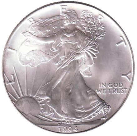 Монета 1 доллар, 1994 год, США. Шагающая свобода.