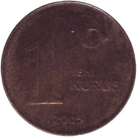 Монета 1 куруш. 2005 год, Турция.