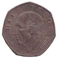 Мигель Идальго. Монета 10 песо. 1982 год, Мексика.