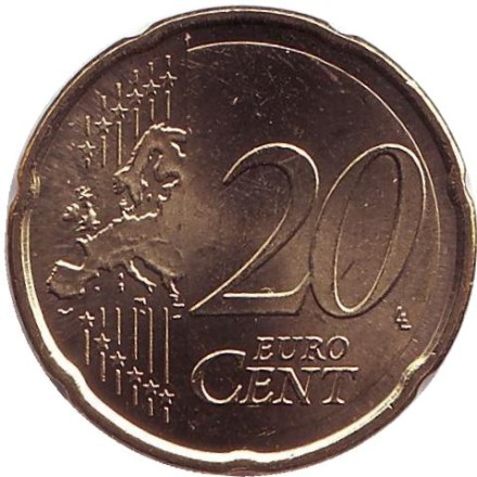 Монета 20 центов. 2011 год, Испания. Монета 20 центов. 2011 год, Испания.