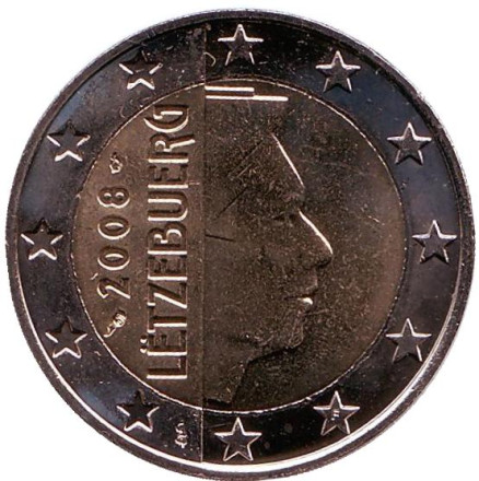 Монета 2 евро. 2008 год, Люксембург.