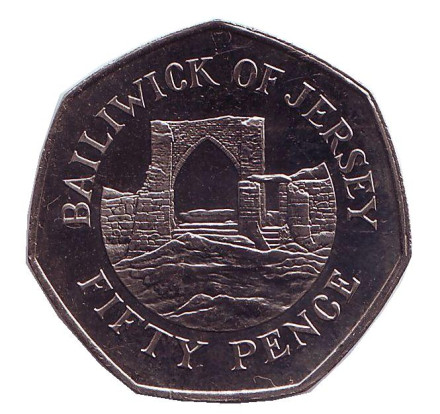 Монета 50 пенсов, 2005 год, Джерси. Замок Гросне.