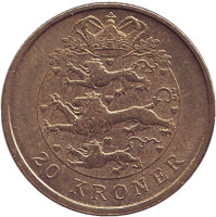 Монета 20 крон. 2004 год, Дания.