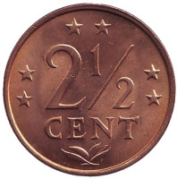 Монета 2,5 цента. 1976 год, Нидерландские Антильские острова. UNC.