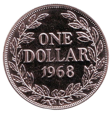 Монета 1 доллар. 1968 год, Либерия. Proof.