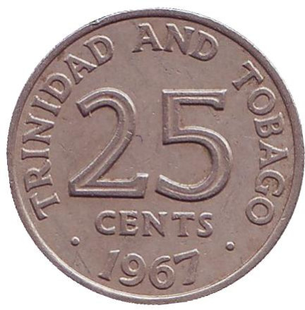 Монета 25 центов. 1967 год, Тринидад и Тобаго.