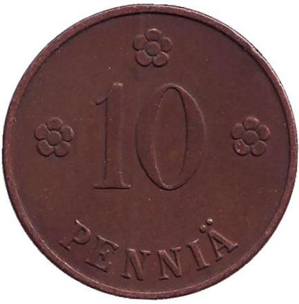Монета 10 пенни. 1926 год, Финляндия.