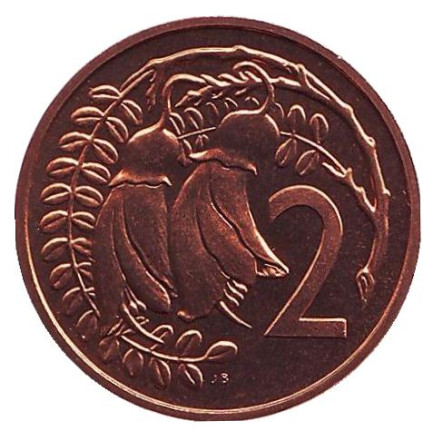 Монета 2 цента. 1968 год, Новая Зеландия. BU. Цветки куаваи.