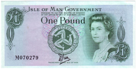 Банкнота 1 фунт. 1983 год, Остров Мэн. Елизавета II.