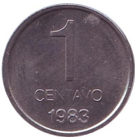 Монета 1 сентаво. 1983 год, Аргентина. 