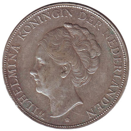 Монета 2,5 гульдена. 1929 год, Нидерланды.