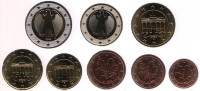 Набор монет евро Германии (8 шт). 2004 год. Монетный двор G.