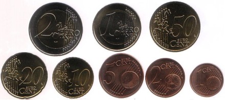 Набор монет евро Германии (8 шт). 2004 год. Монетный двор G. Набор монет евро Германии (8 шт). 2004 год. Монетный двор G.
