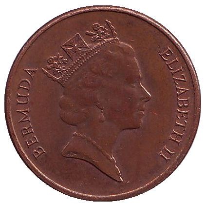 Монета 1 цент. 1991 год, Бермудские острова. Поросенок. Монета 1 цент. 1991 год, Бермудские острова. Поросенок.